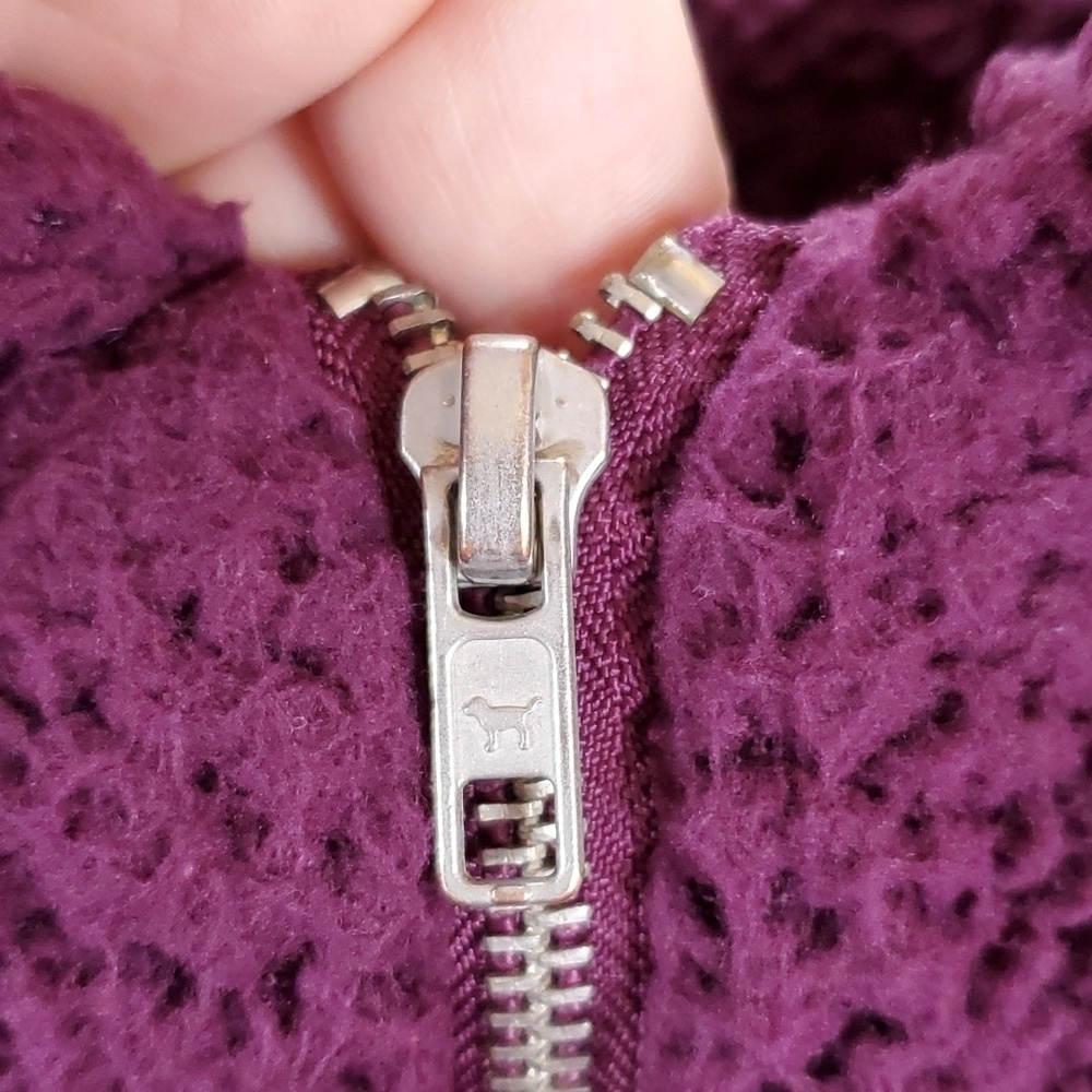 Victoria's Secret Pink "Eggplant" Oversized Sherpa Zip-Up Jacket XS - Picture 13 of 17